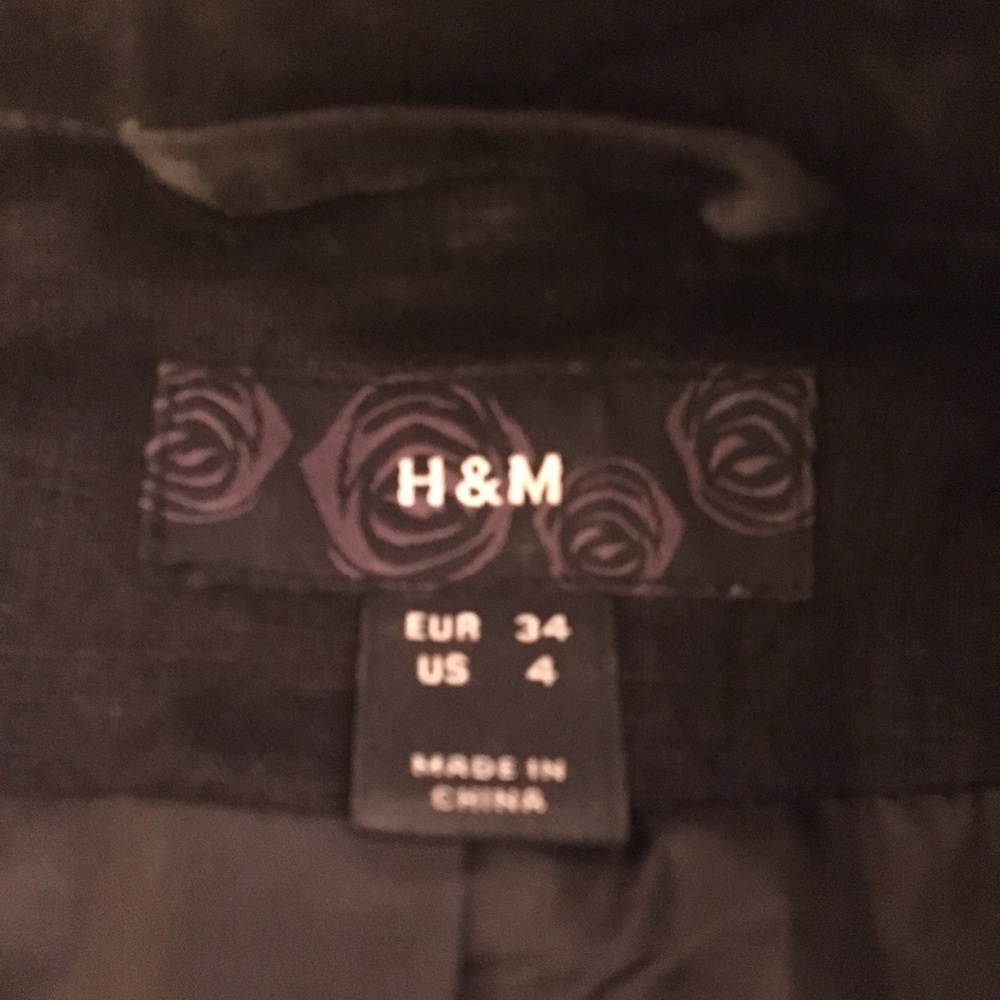 H &M black linen blazer with multi color sash tie - Picture 4 of 7